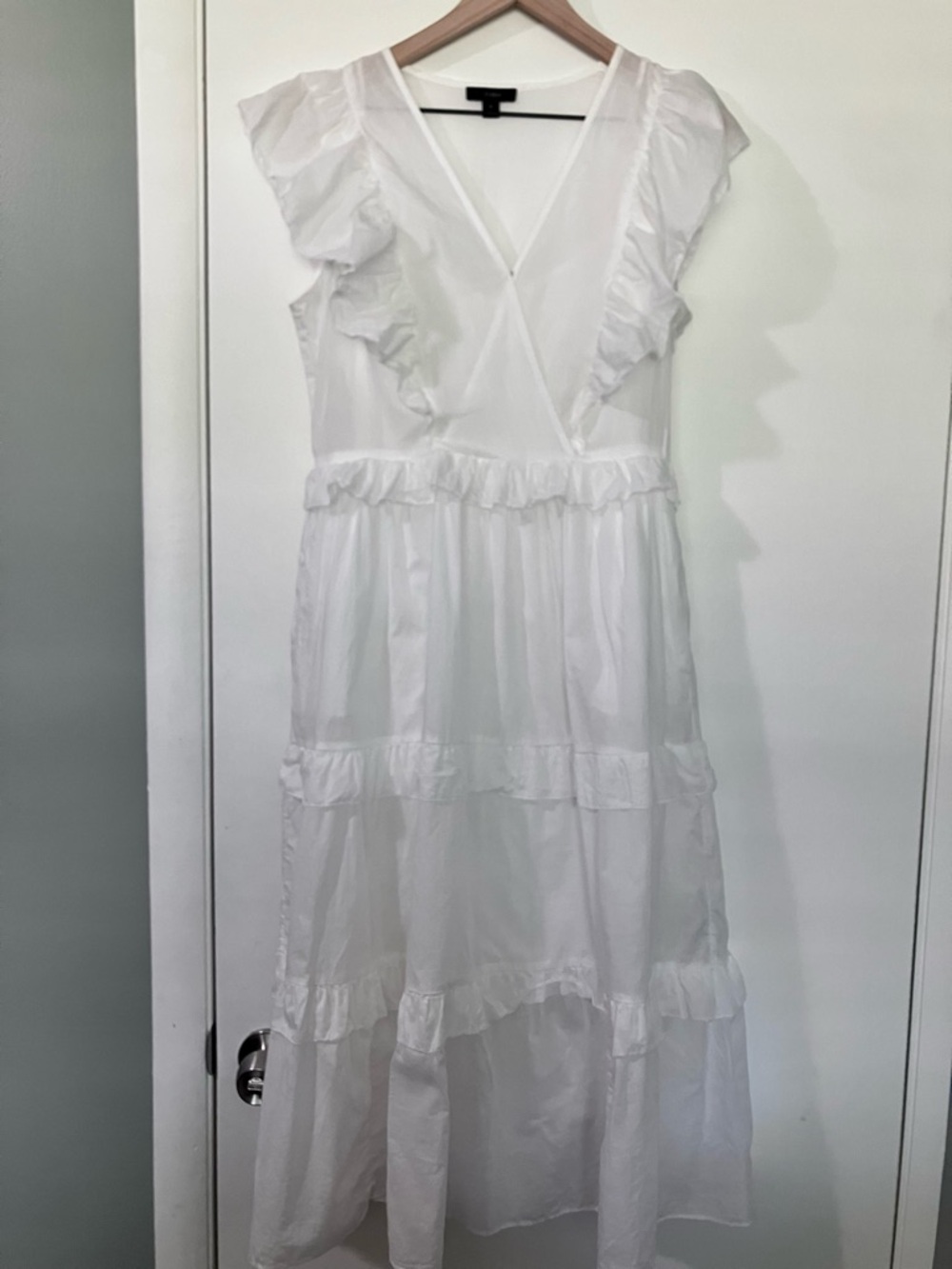 J Crew White Summer Ruffled Maxi Cotton Dress Size Small